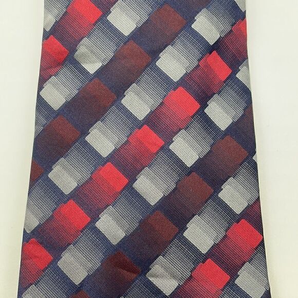 Blue and red 100% silk Kent & Cole necktie - Picture 2 of 6